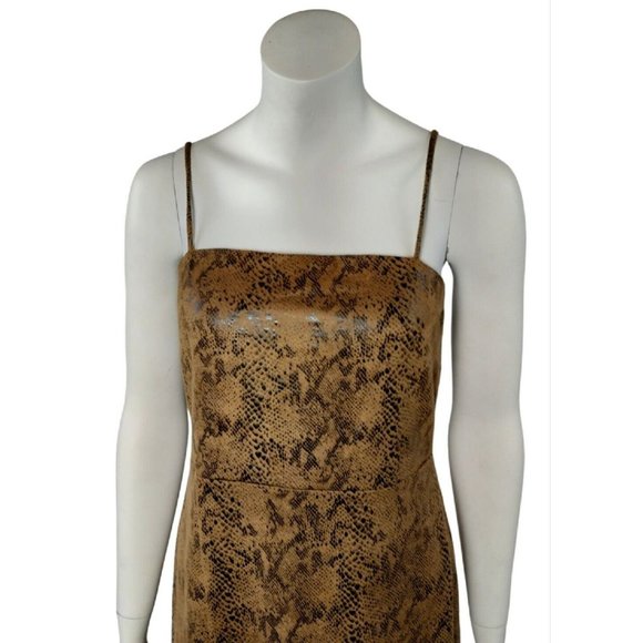 Faux Snakeskin Animal Print Camel Multi Juniors Mini Dress Size Large New - Picture 2 of 8